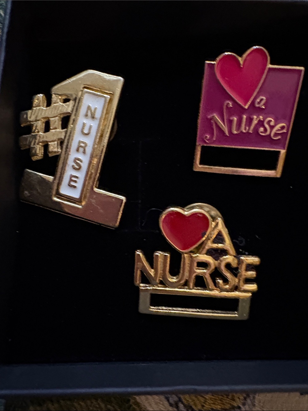 3 Gold Tone Nurse Lapel Pins
